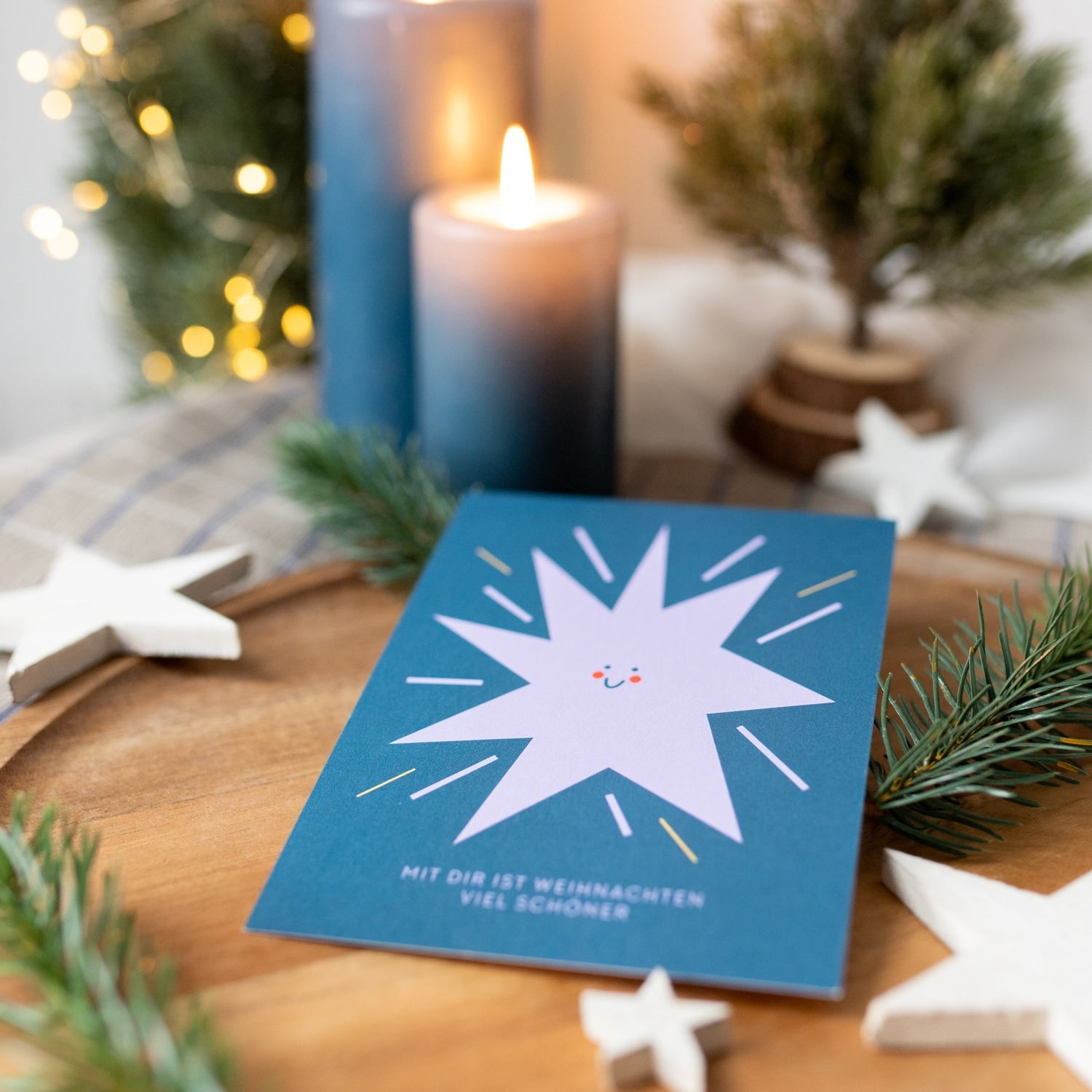 Postkarte „Mit dir ist Weihnachten"