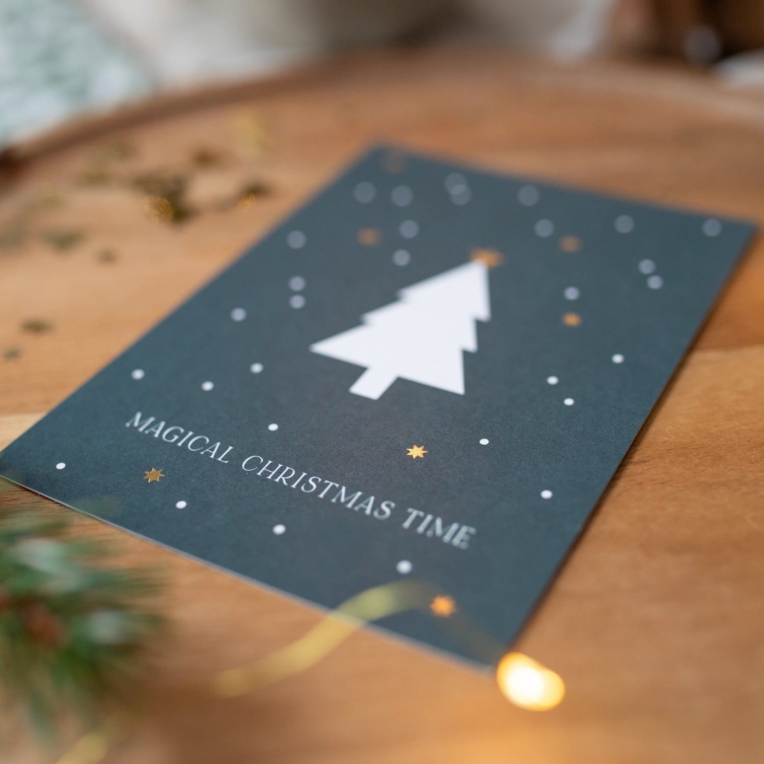 Postkarte „Magical Christmas Time" mit Gold