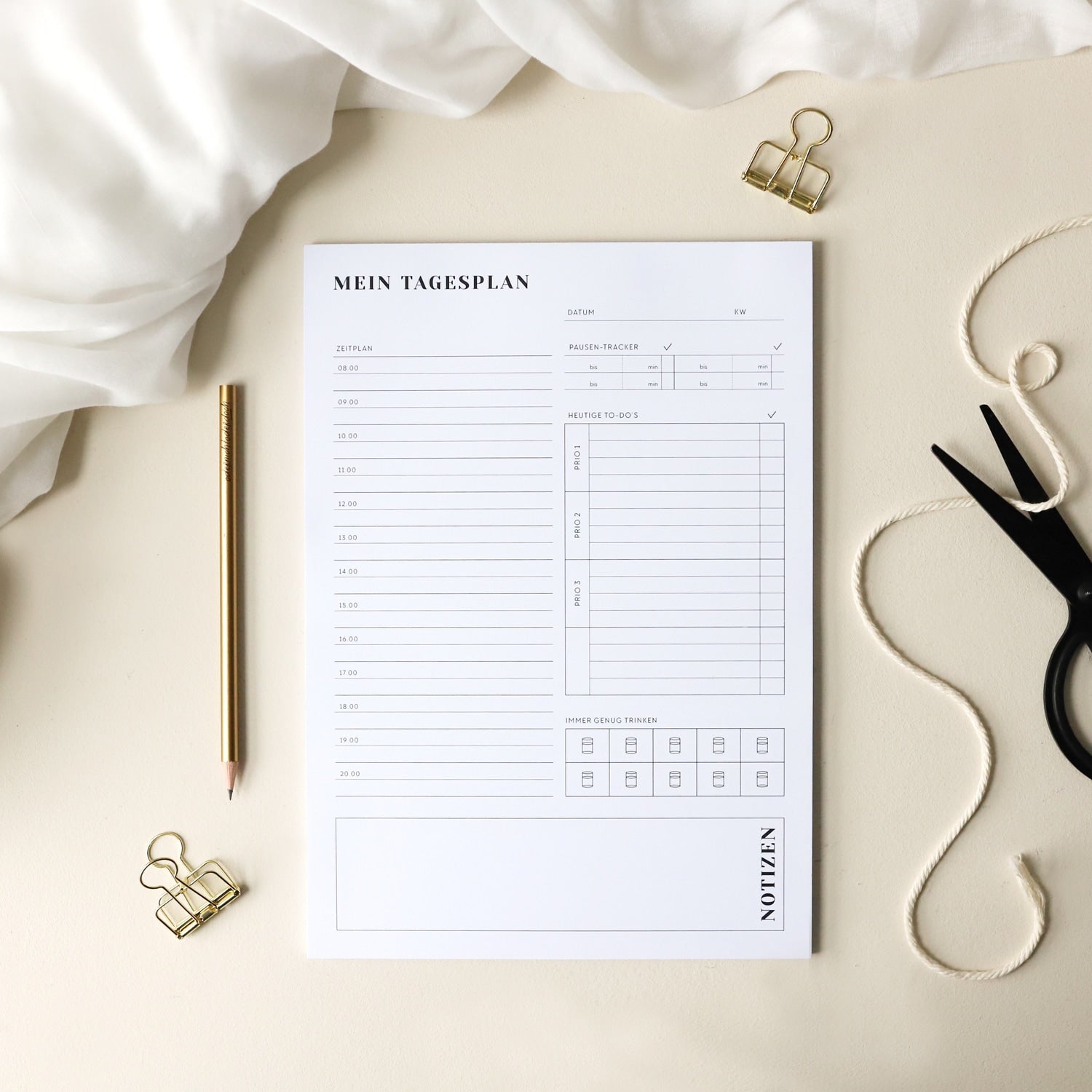 Notizblock A4 „Mein Tagesplan"