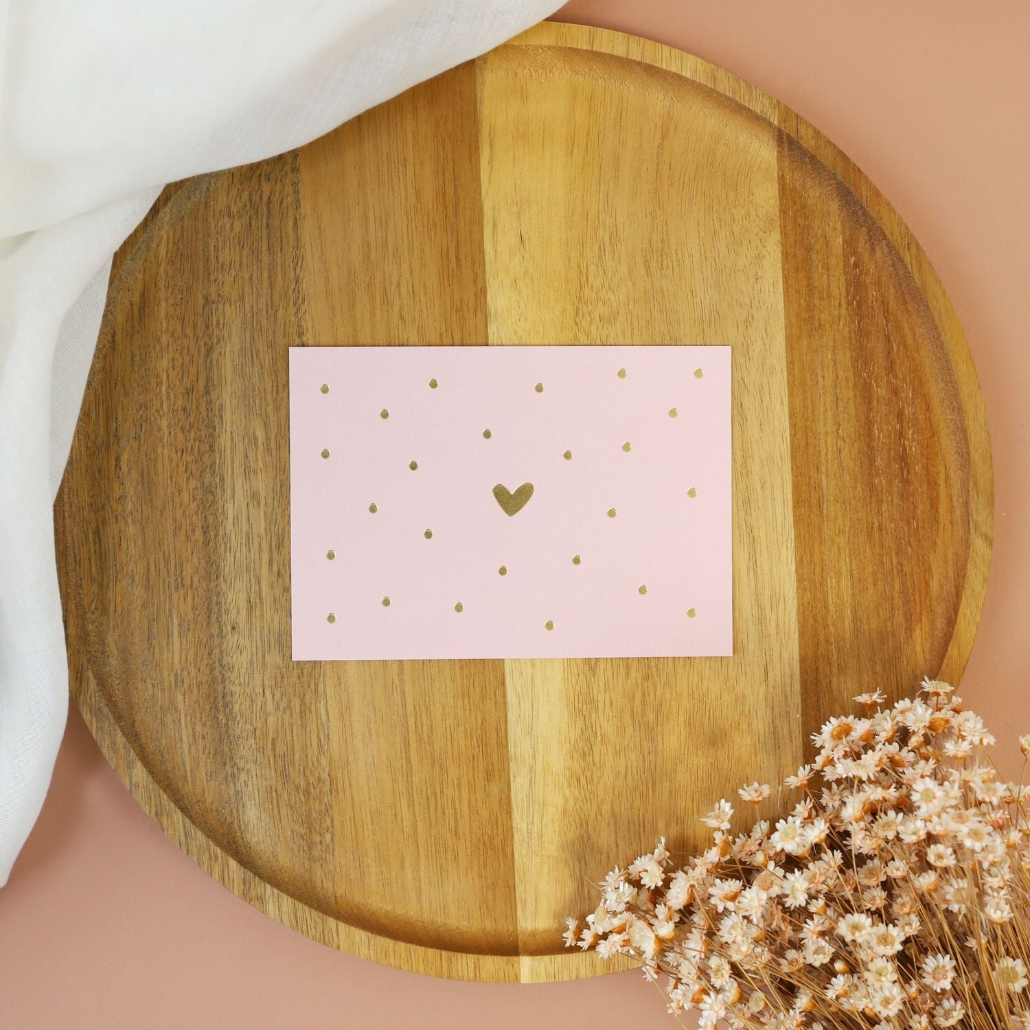 Postkarte „Herz", rosa