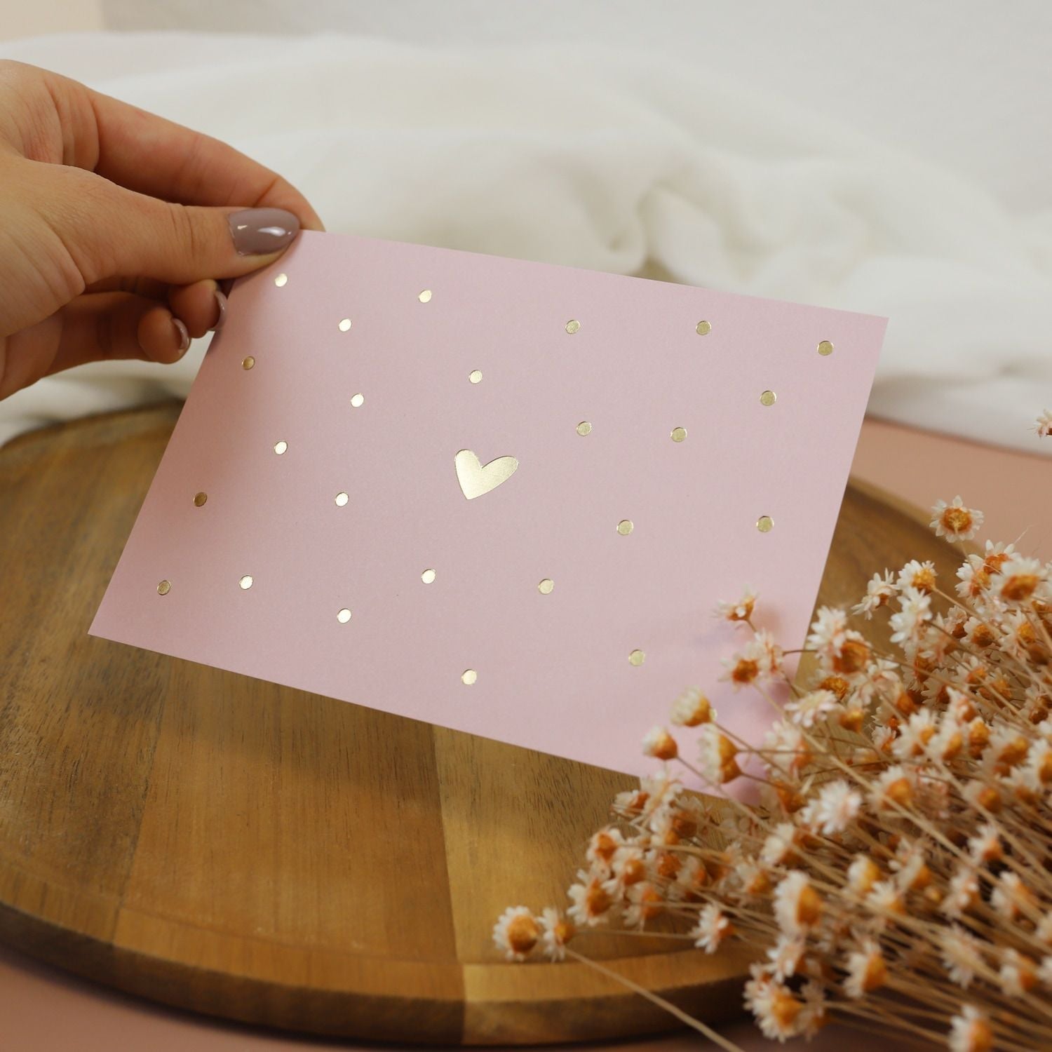 Postkarte „Herz", rosa