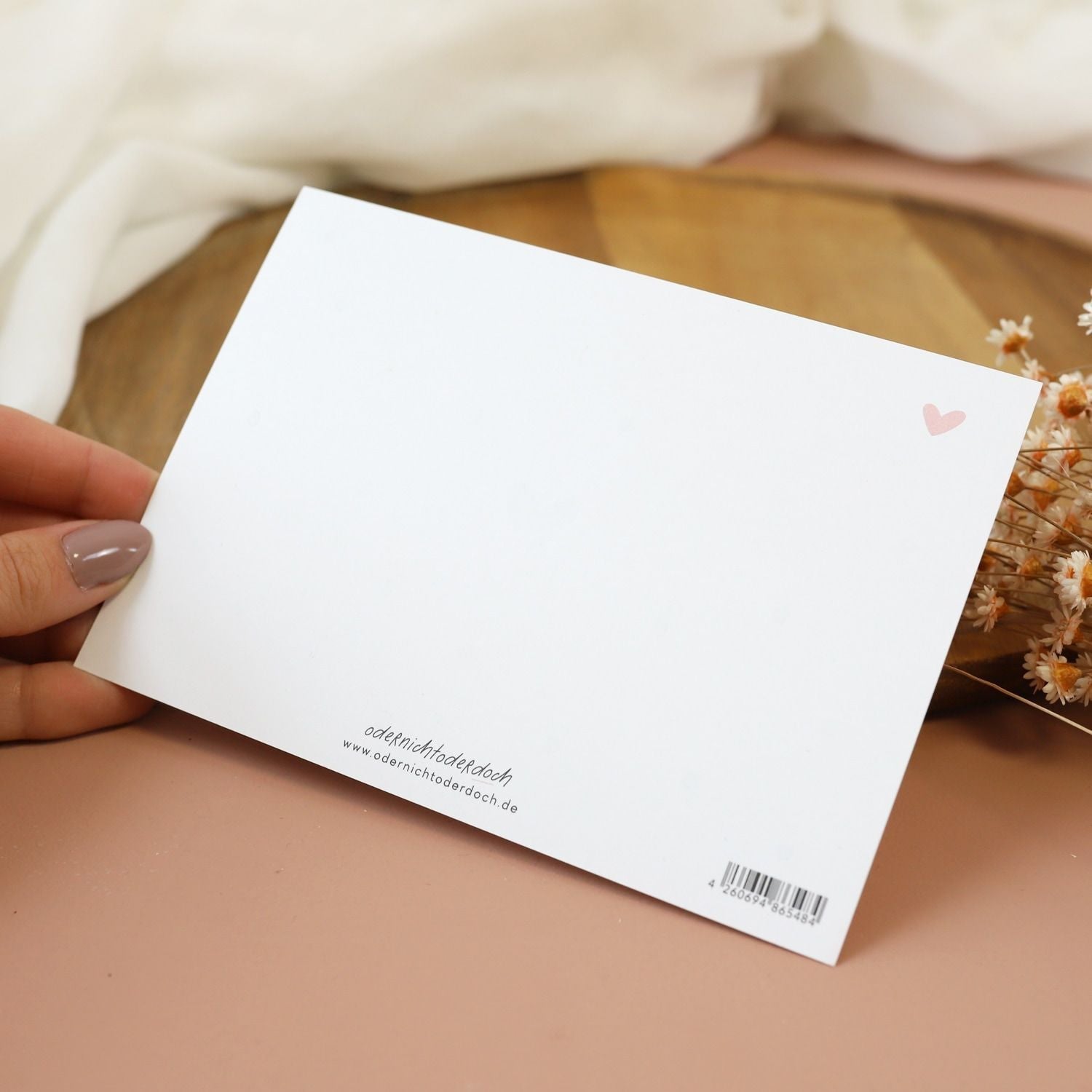 Postkarte „Herz", rosa