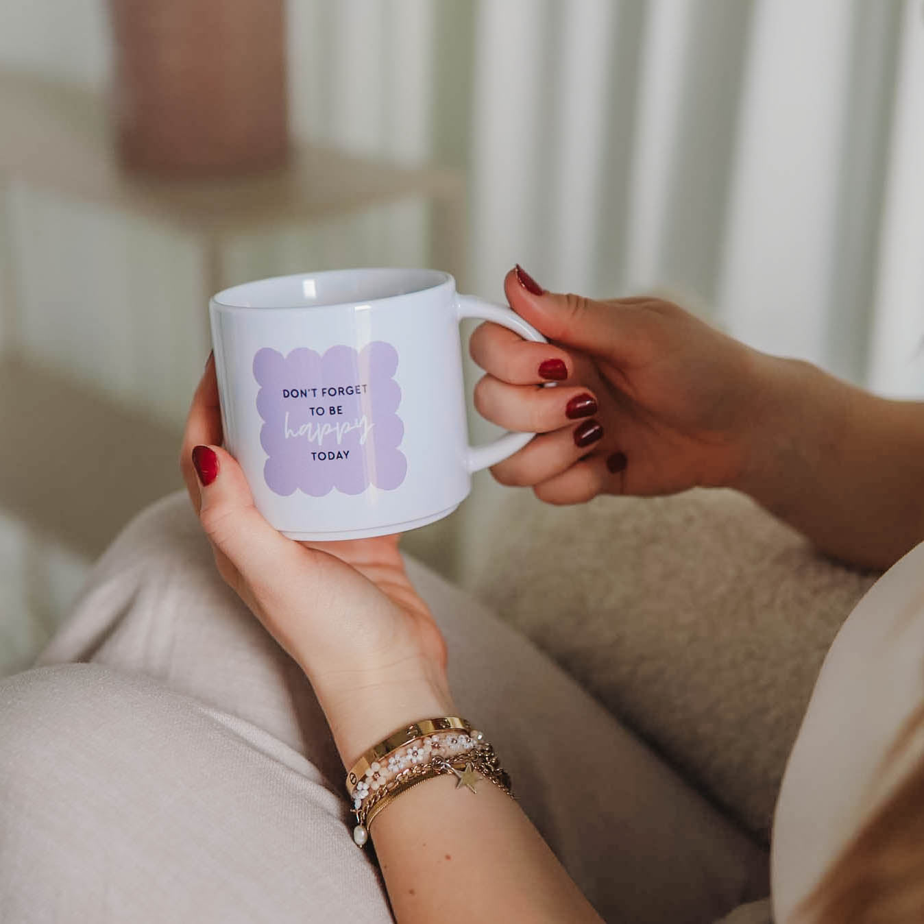 Jumbo-Tasse „Be happy today“