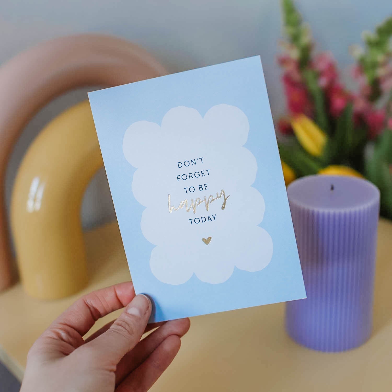 Postkarte „Be happy today“ mit Gold