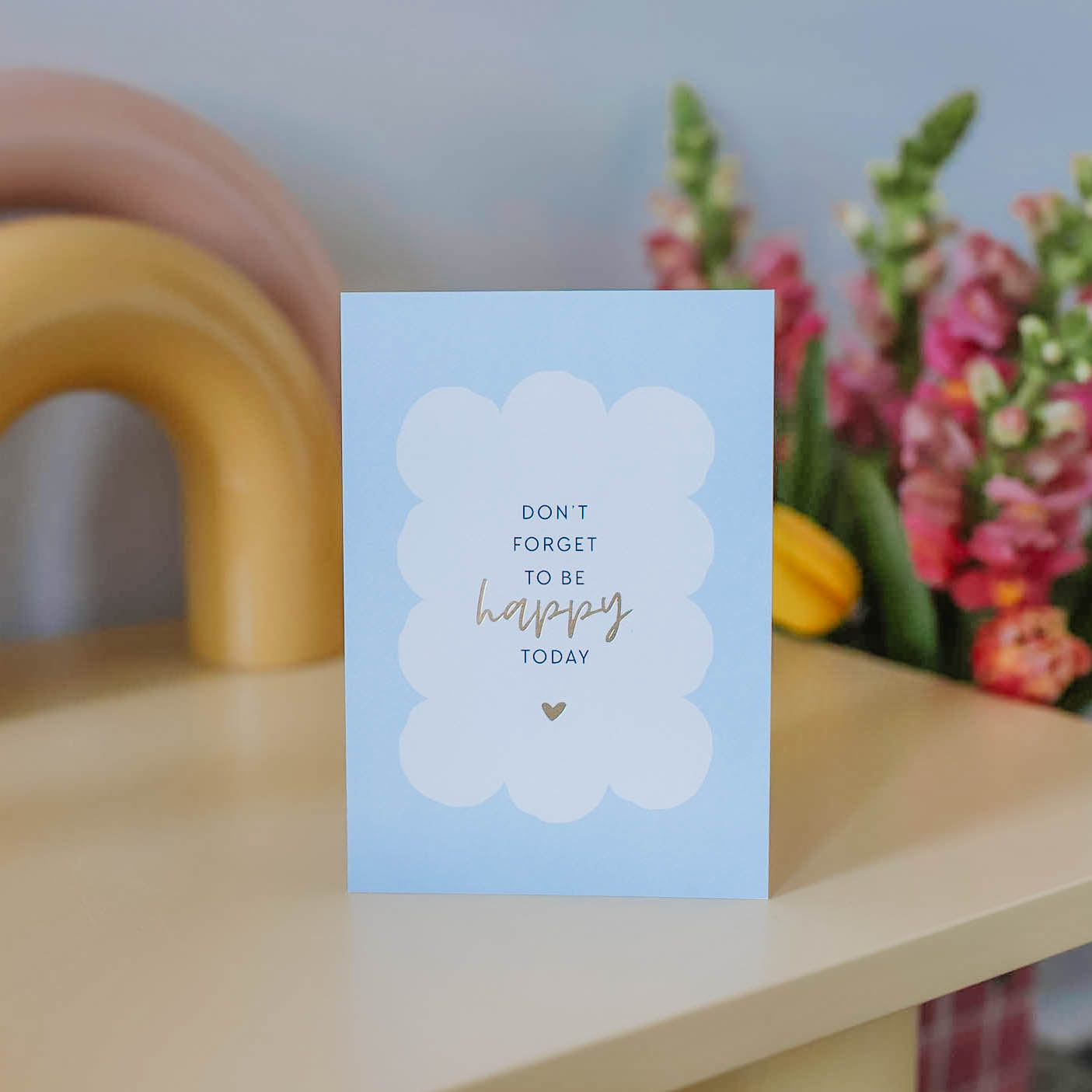 Postkarte „Be happy today“ mit Gold