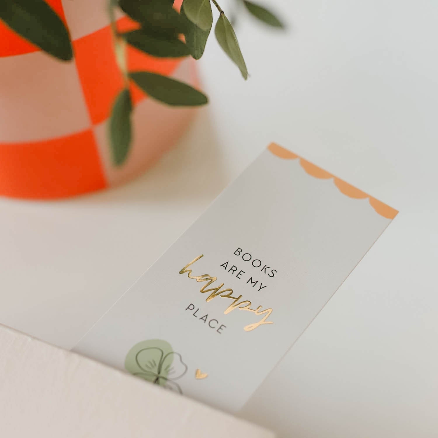 Lesezeichen „Happy Place“ mit Gold