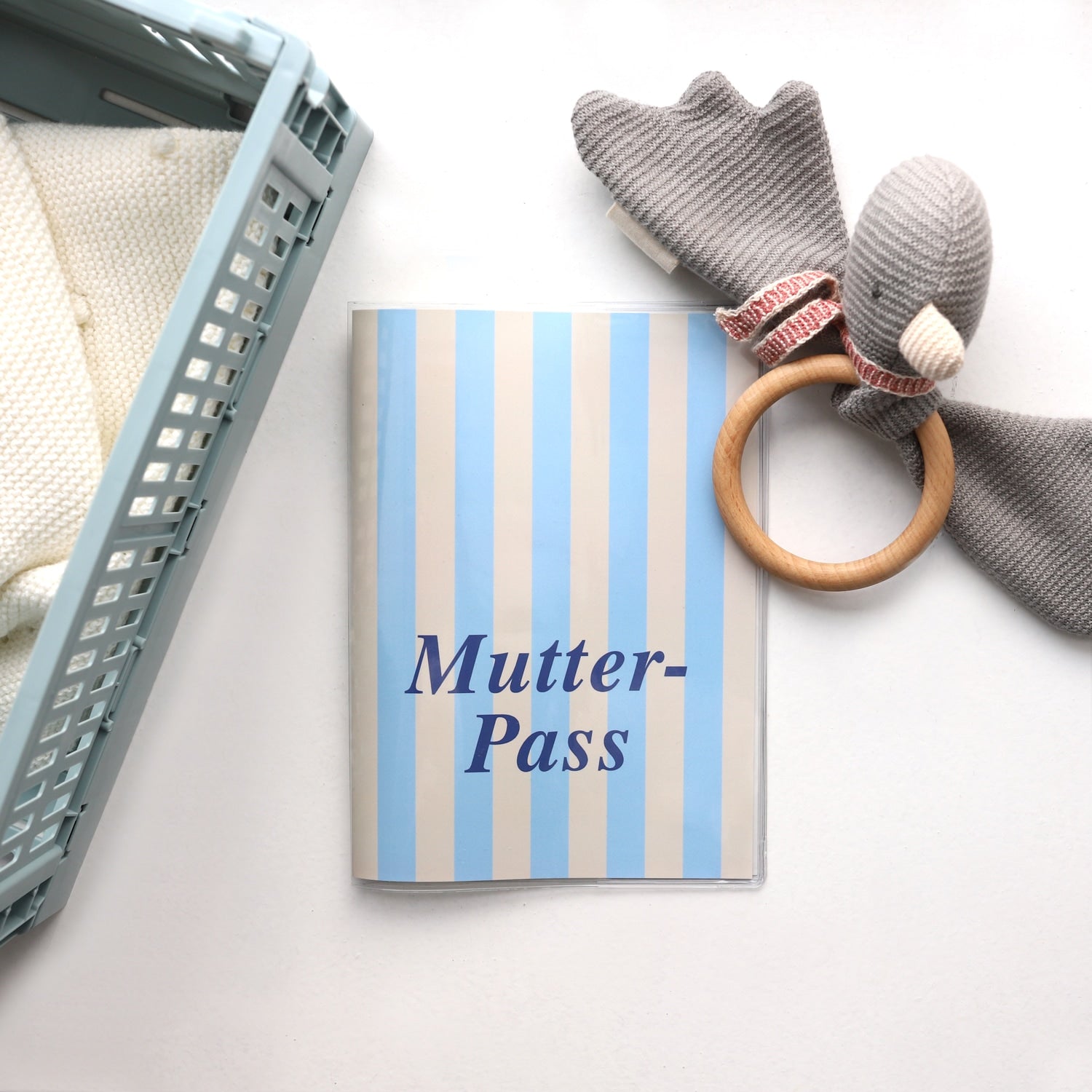 Mutterpass-Hülle „Streifen“, blau