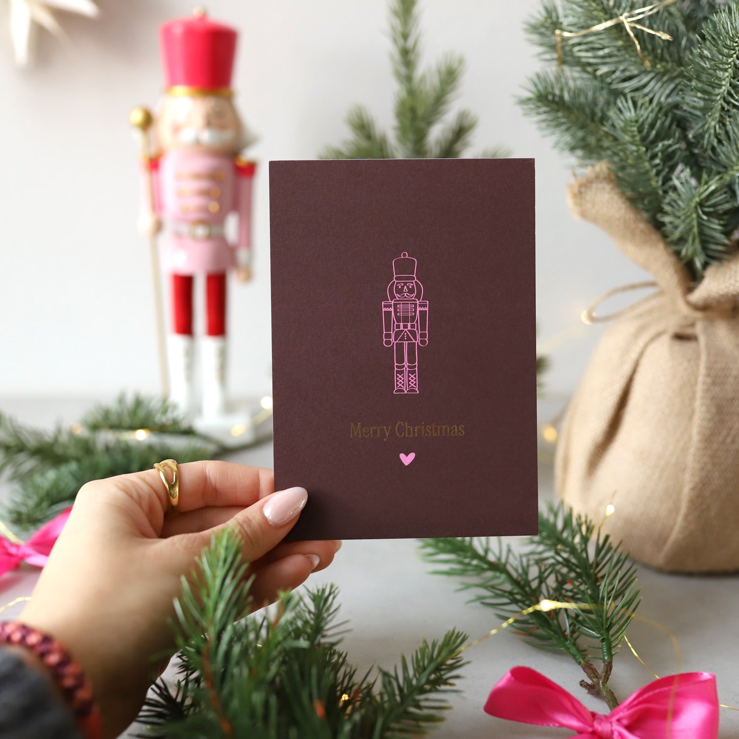 Postkarte „Merry Christmas“ mit Gold