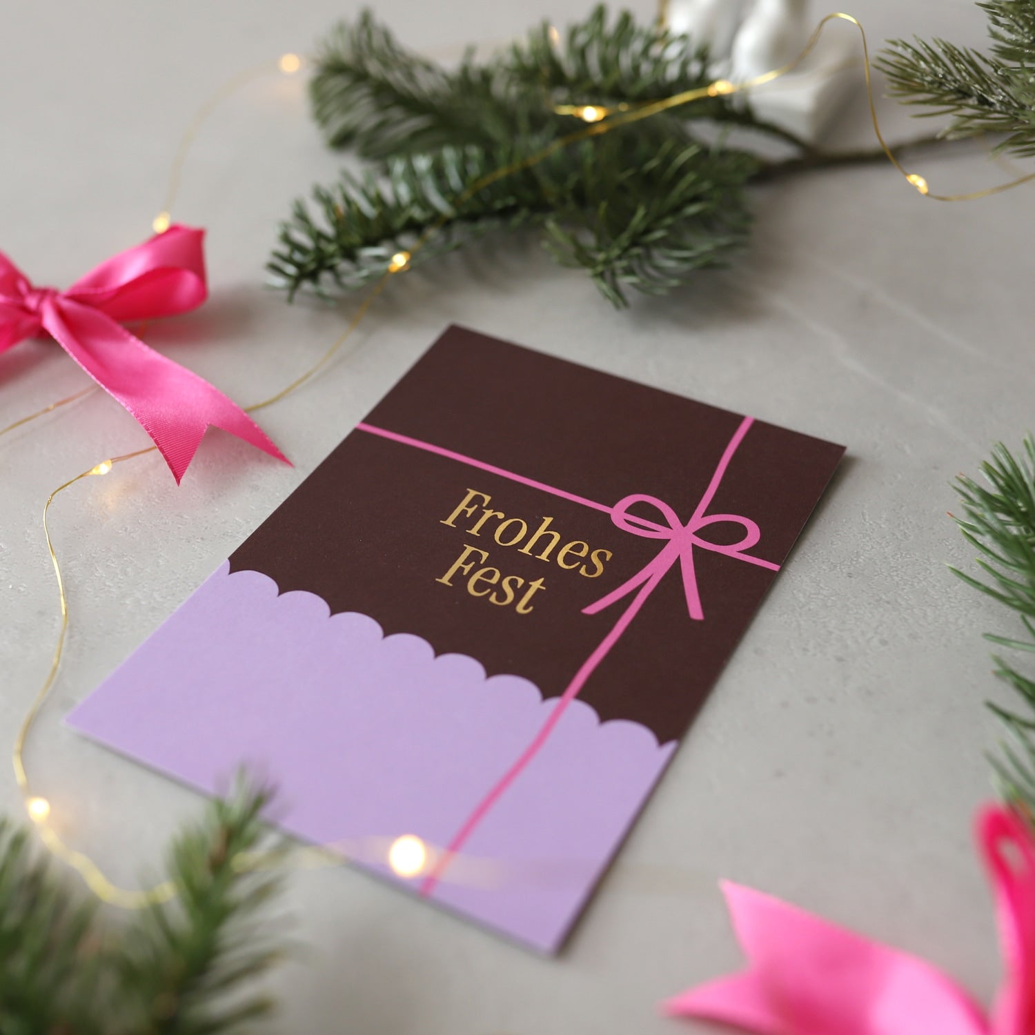 Postkarte „Frohes Fest“ mit Gold