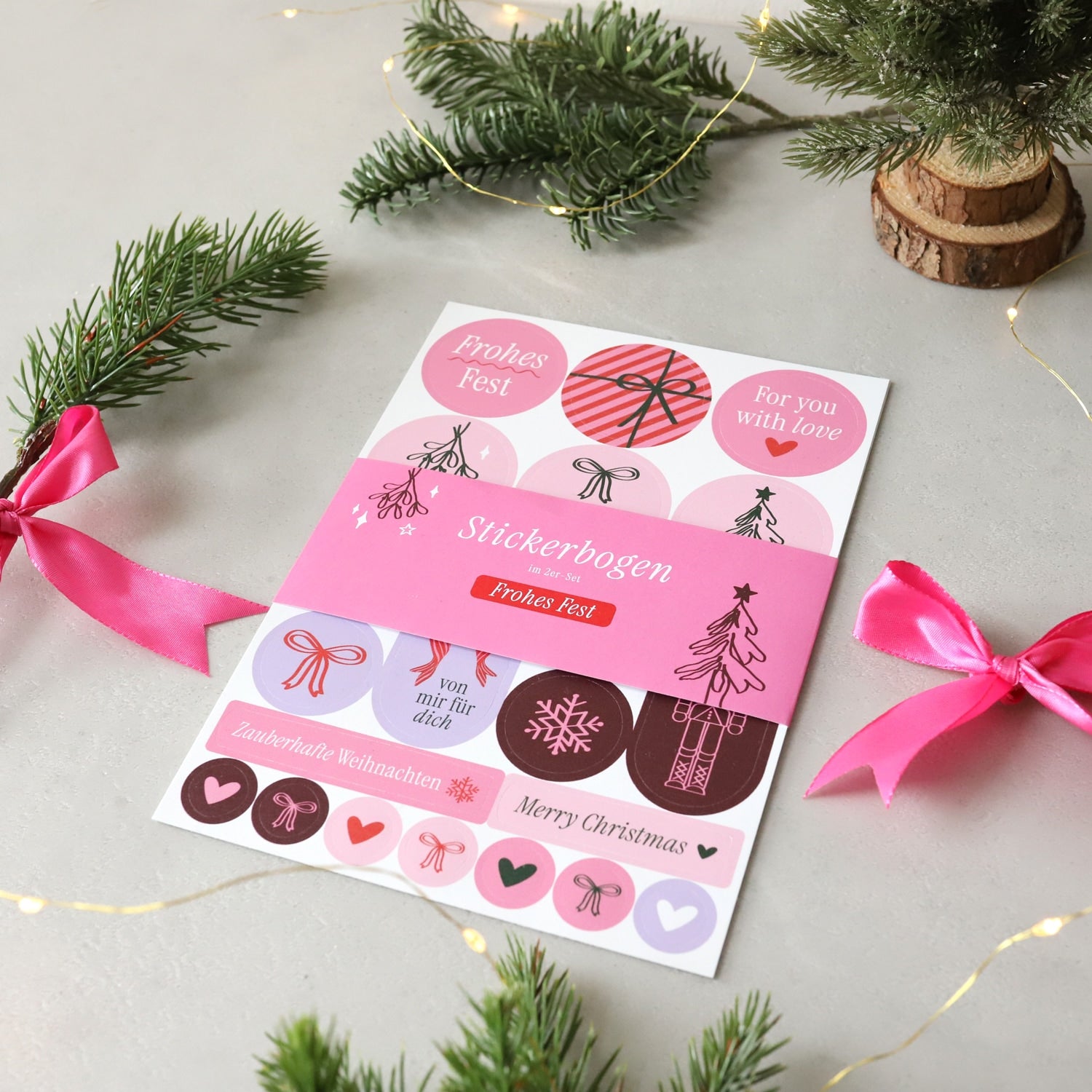 Sticker für Deko 2er-Set „Frohes Fest“