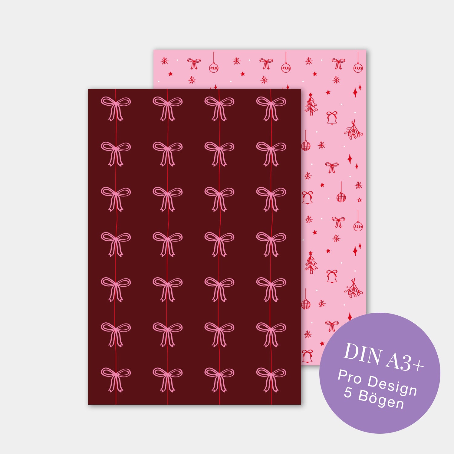 Geschenkpapier-Set „Glocken und Schleifen“
