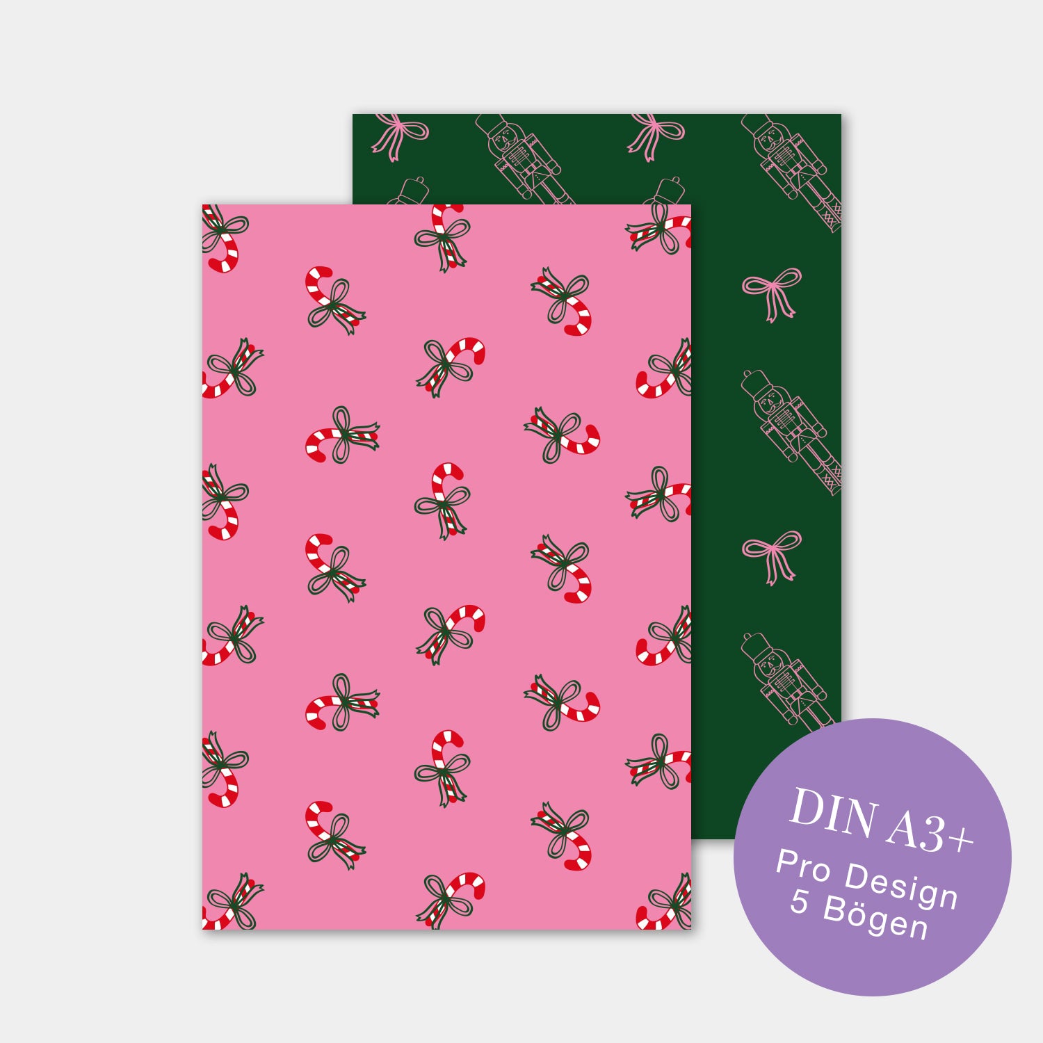 Geschenkpapier-Set „Zuckerstangen und Nussknacker“