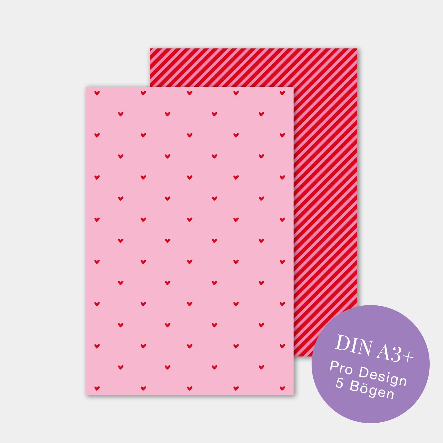 Geschenkpapier-Set „Herzen und Streifen“