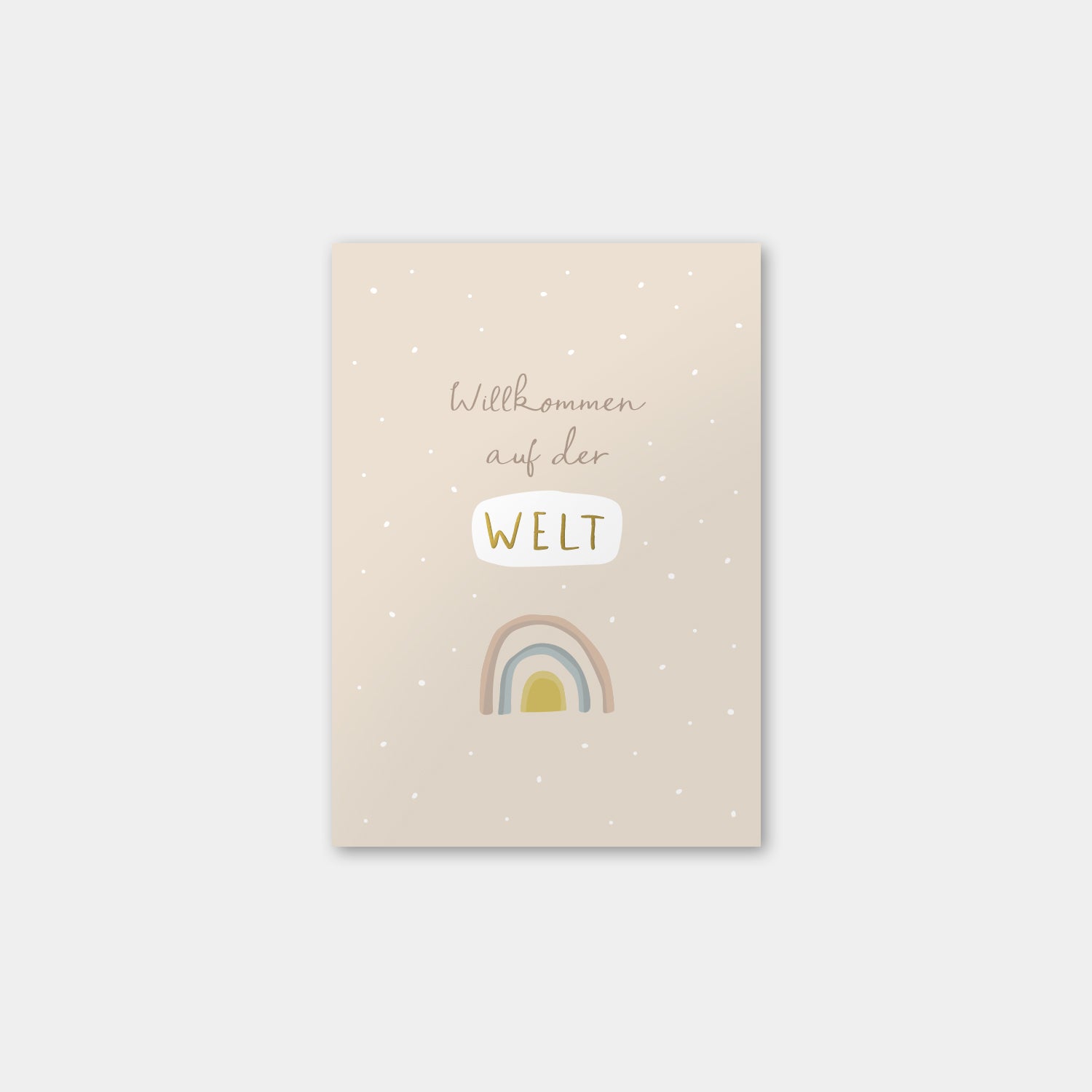 Postkarte „Willkommen auf der Welt“ mit Gold