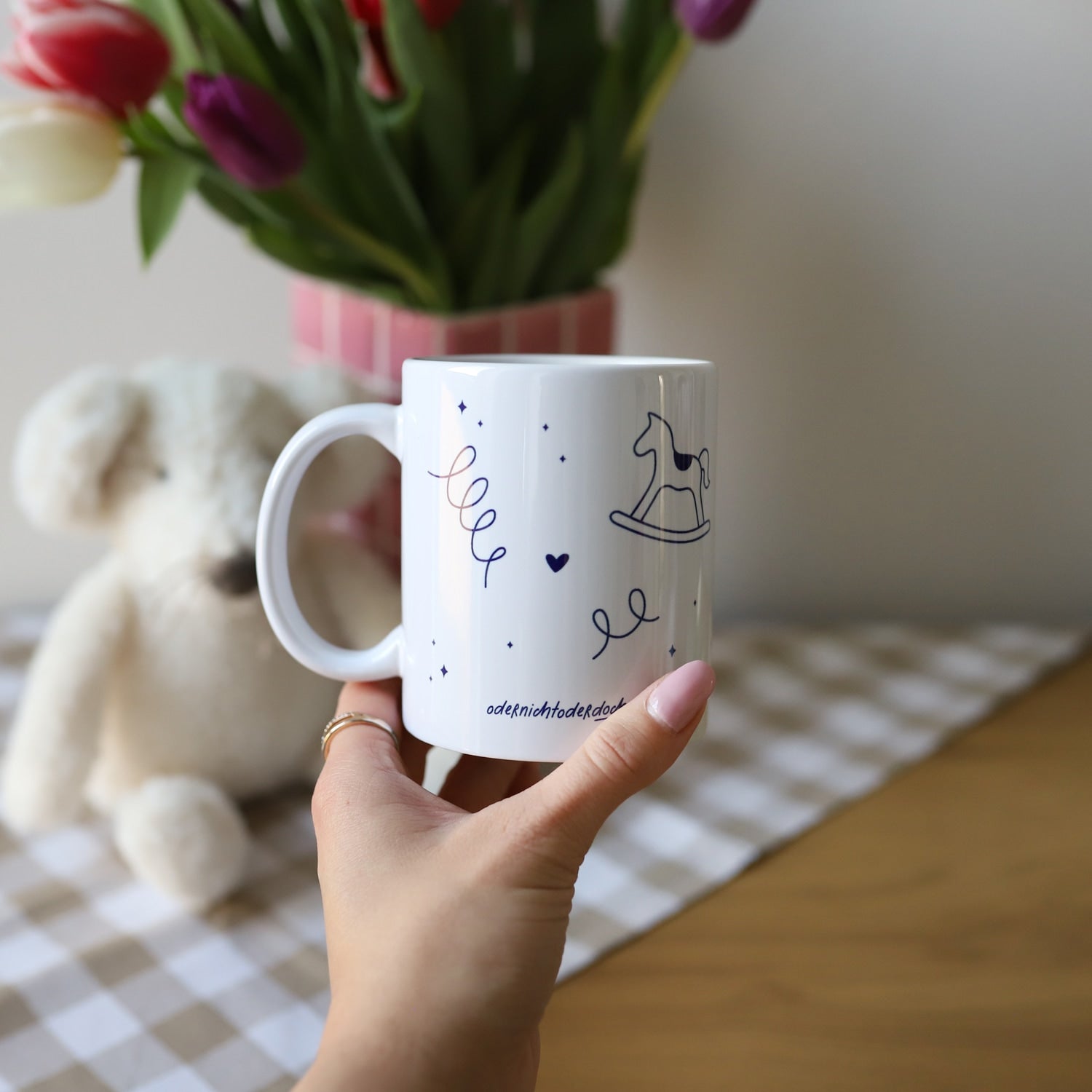 Tasse „Hey little one", dunkelblau