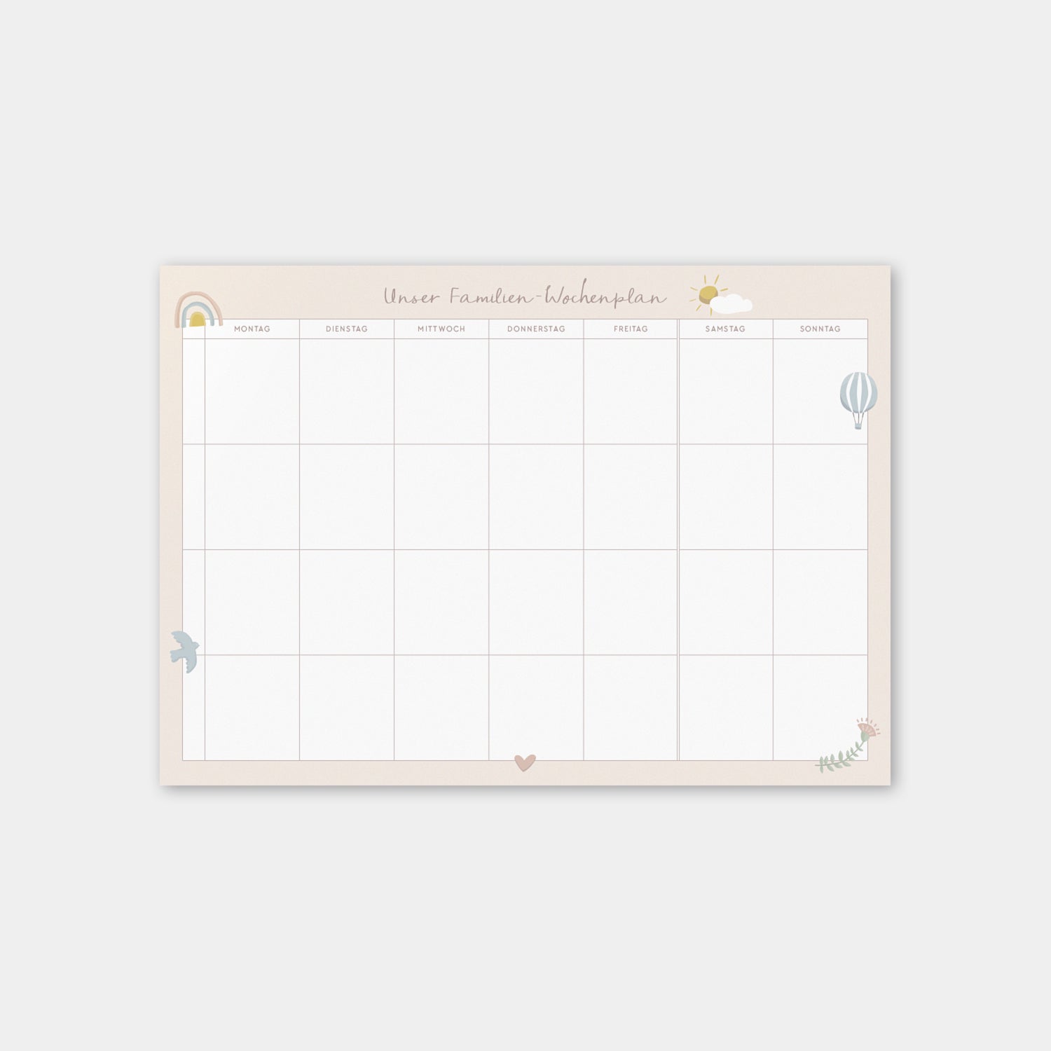 Notizblock A4 quer „Unser Familien-Wochenplan“