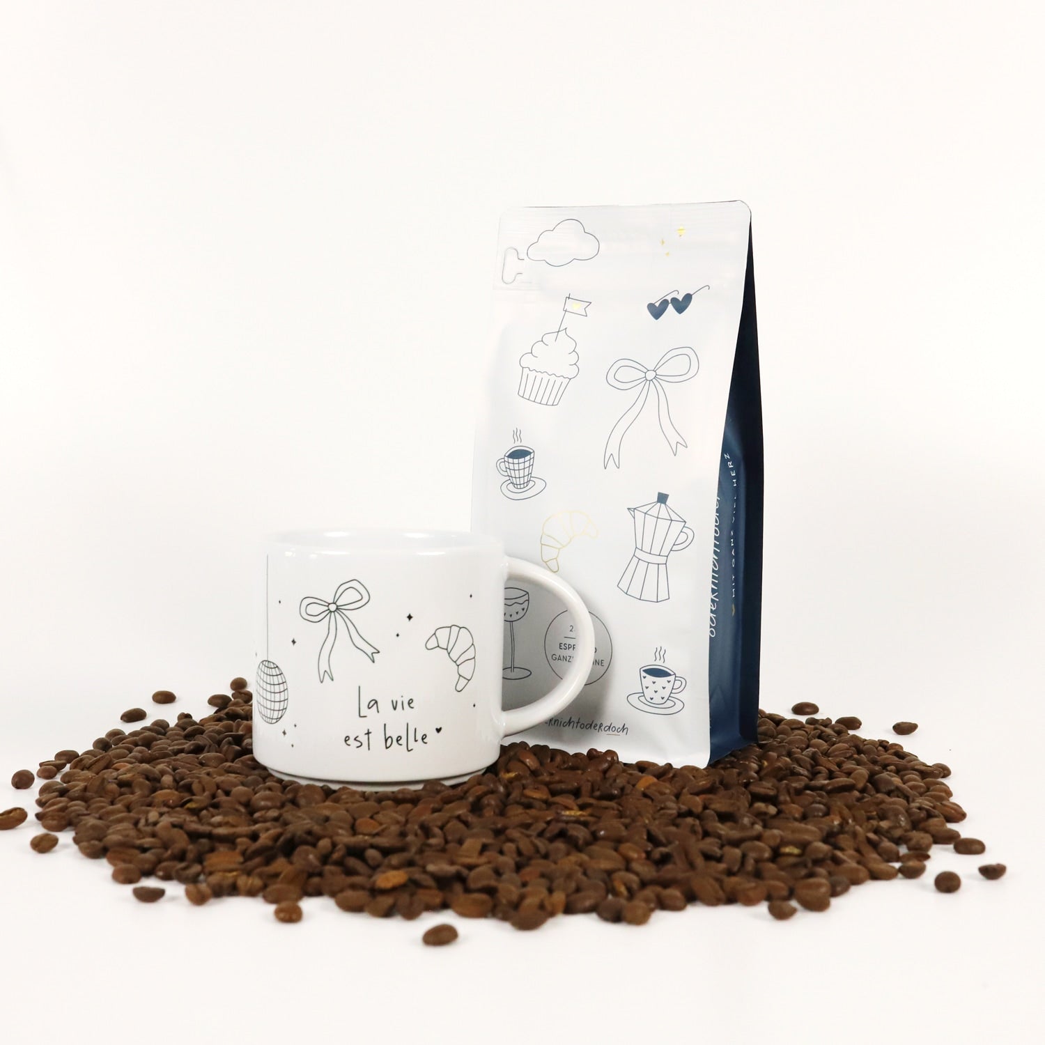 Bundle Tasse & Kaffee „La vie“, ganze Bohne, 250g