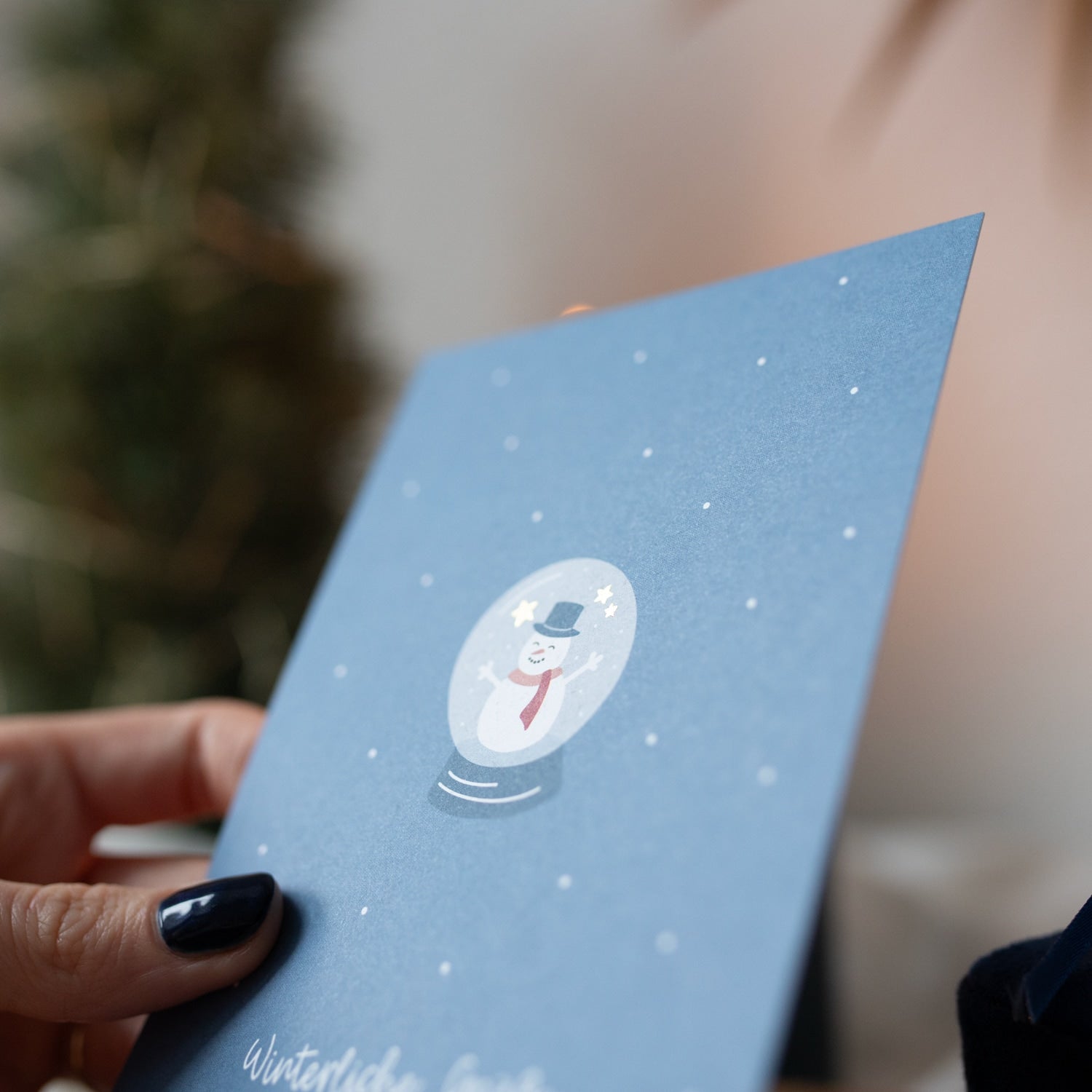 Postkarte „Winterliche Grüße" mit Gold