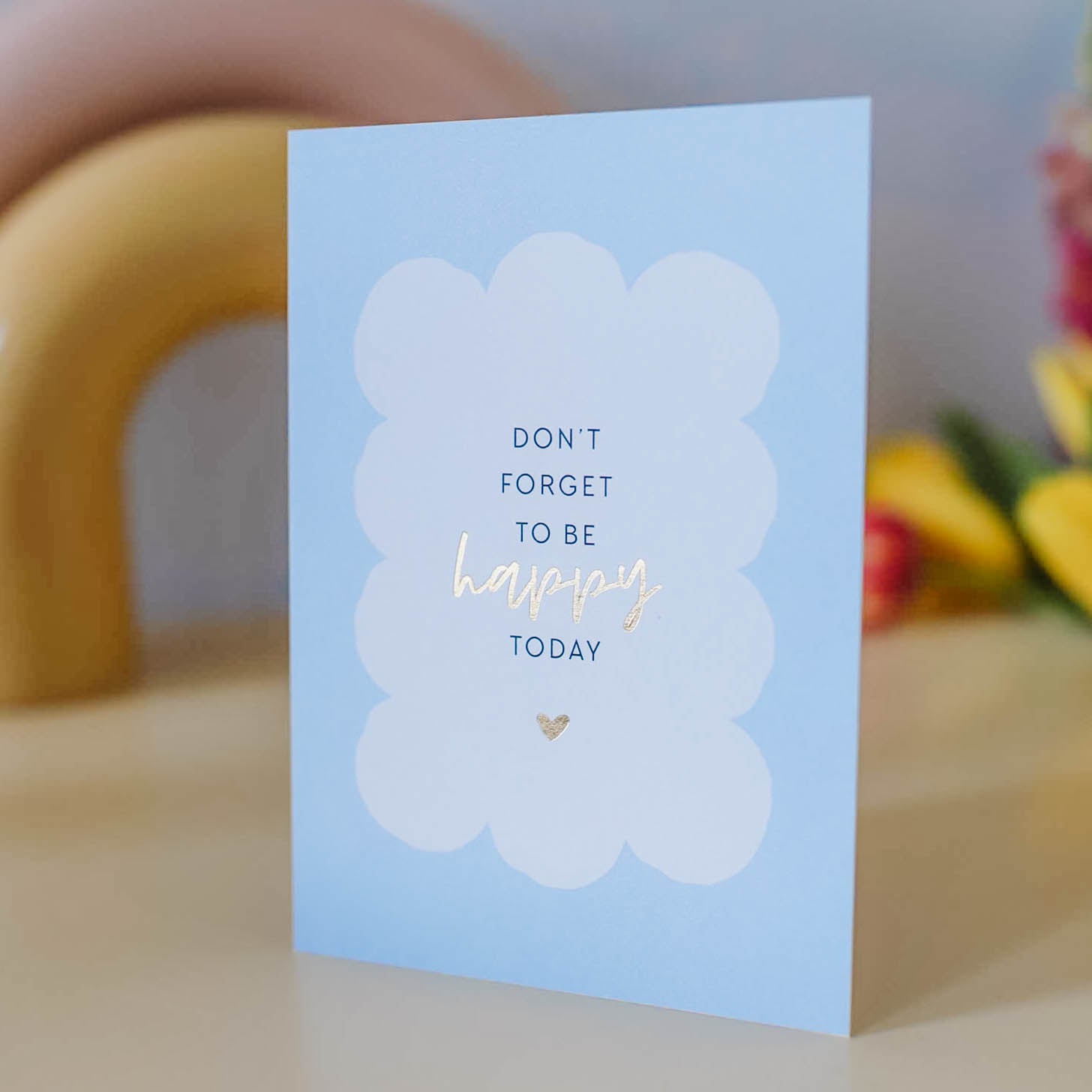 Postkarte „Be happy today“ mit Gold