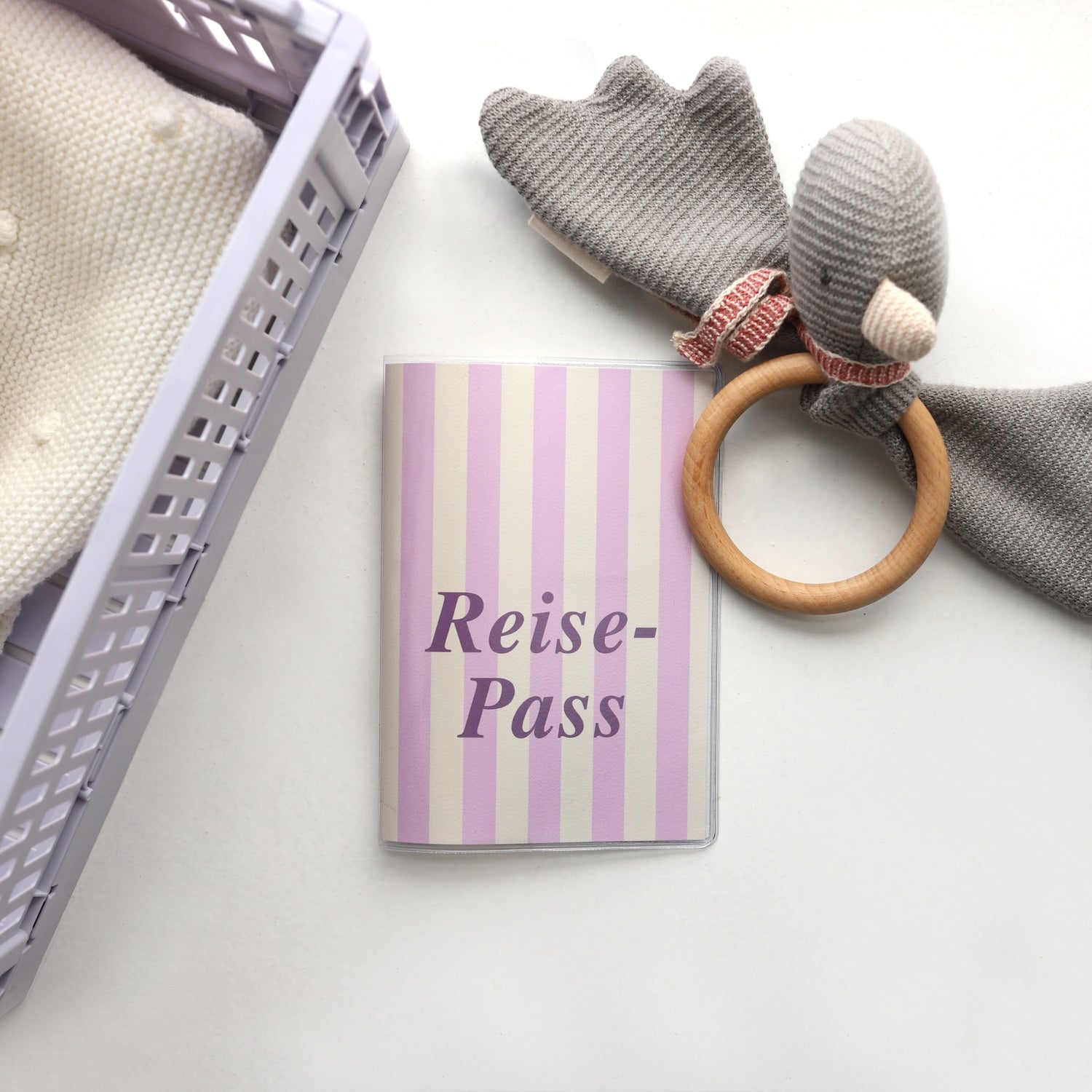 Reisepass-Hülle „Streifen“, rosa
