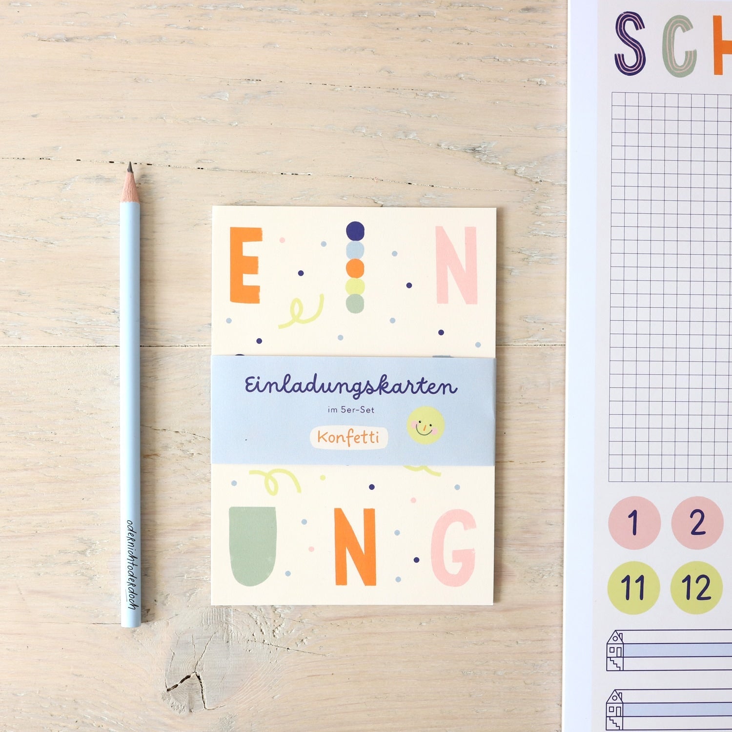 Einladungskarten A6 „Konfetti“, 5er-Set