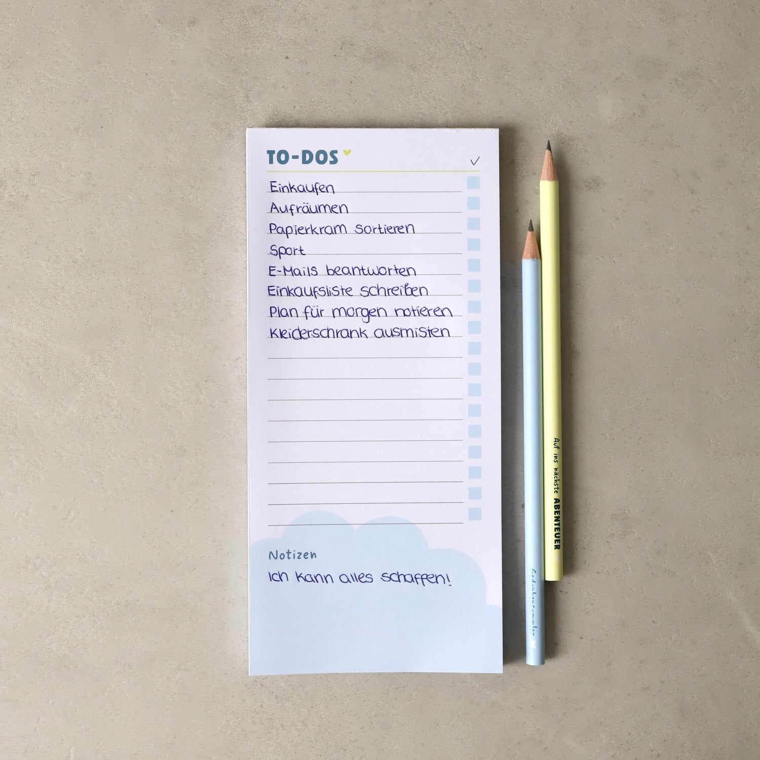 Notizblock DIN lang „To dos", Wolkendesign