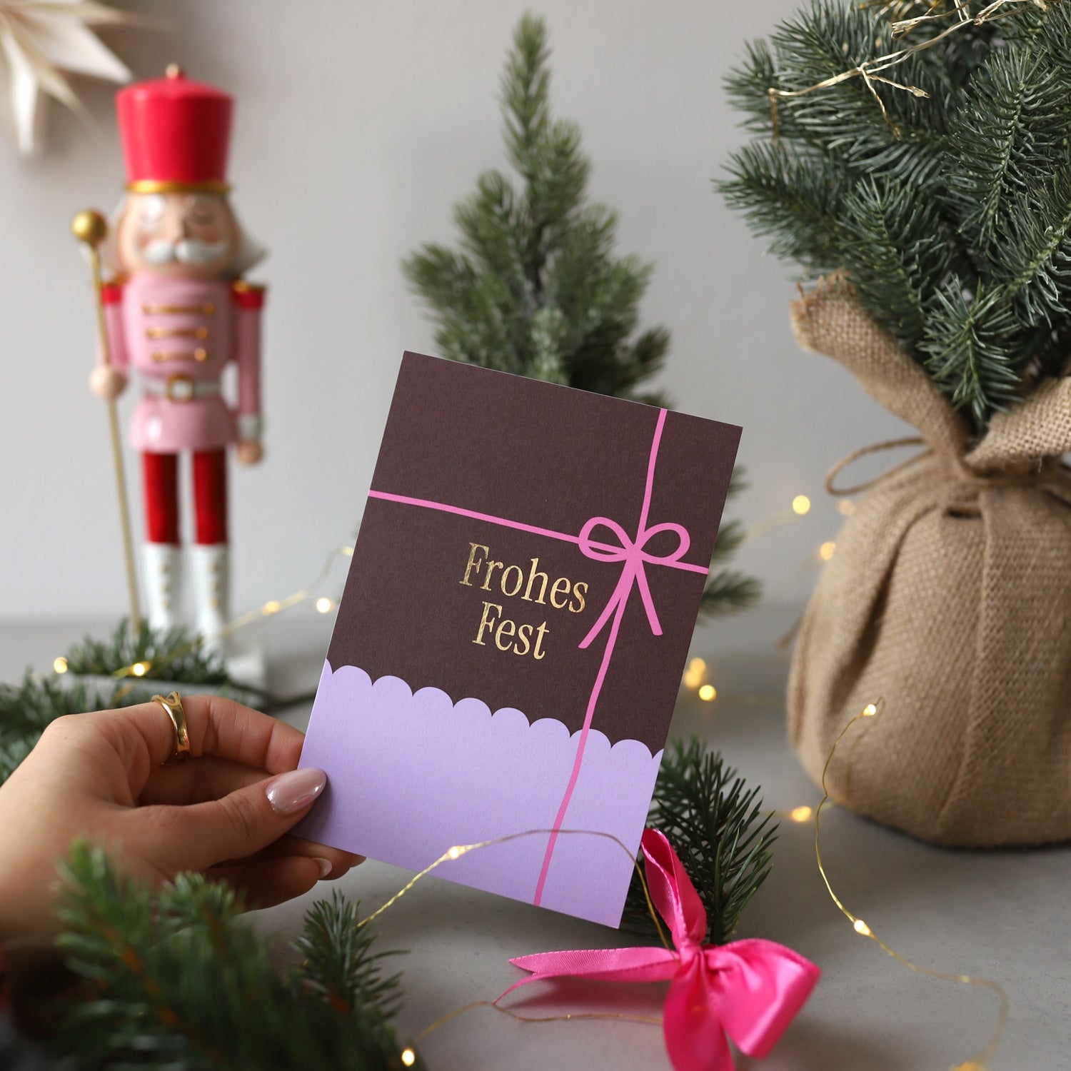 Postkarte „Frohes Fest“ mit Gold