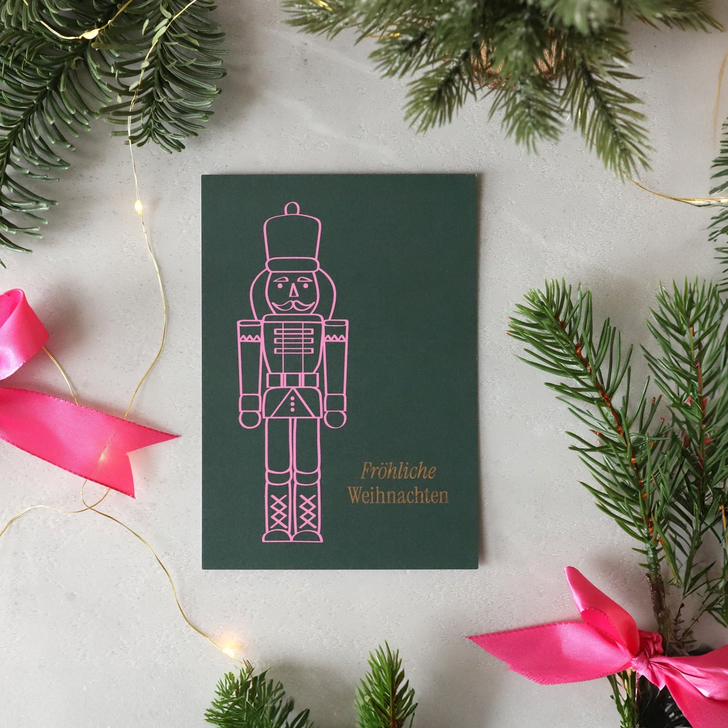 Postkarte „Fröhliche Weihnachten“ mit Gold