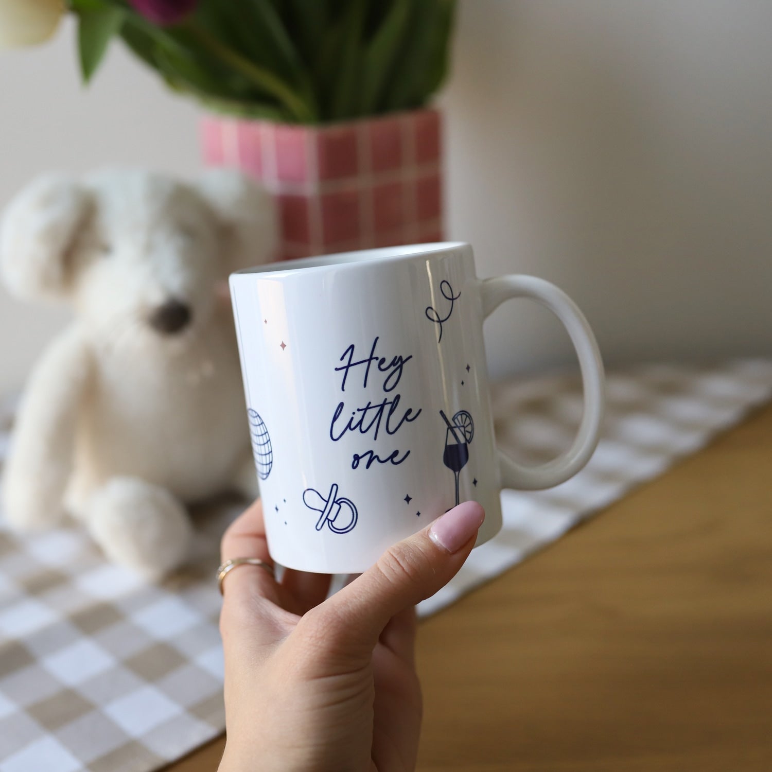 Tasse „Hey little one", dunkelblau